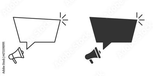 Banner with megaphone and place for your text. Message icon. Vector illustration
