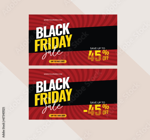 Black Friday Sale banner Black ray and Red background, 40%, -40%, 45%, -45%, discount sale, Sale poster of black friday concept,