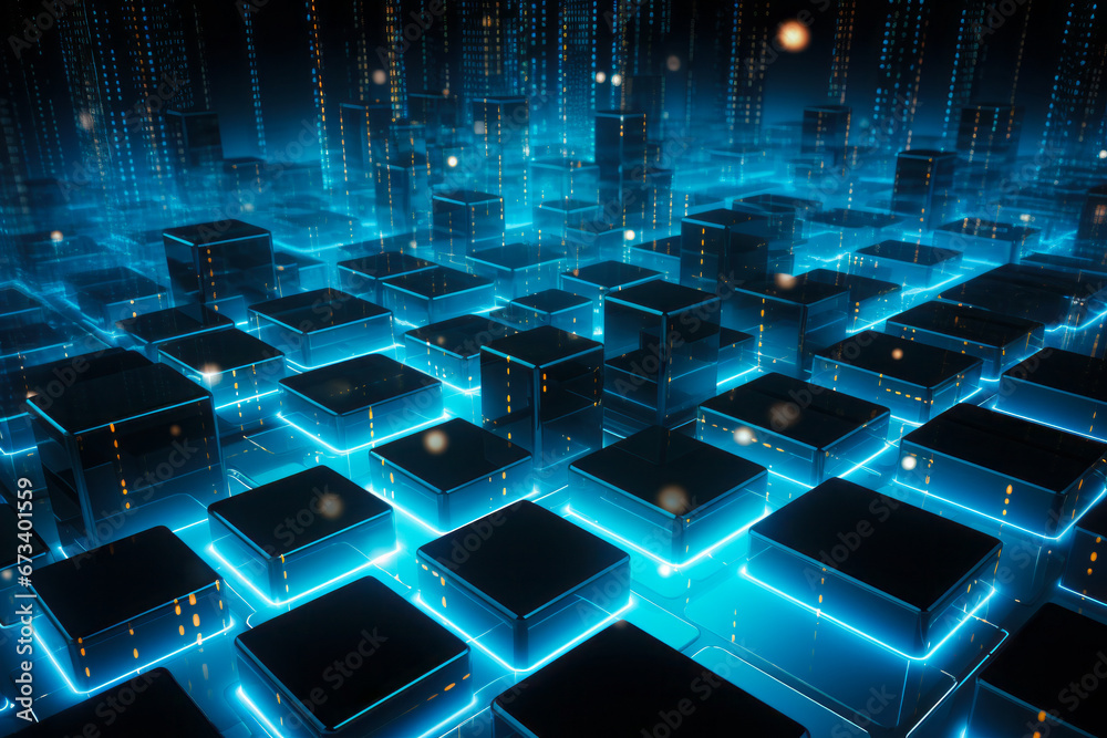 Large group of square shaped objects with lights on them. Large group of square shaped objects with lights on them.