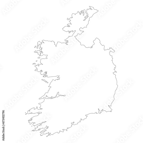 Ireland map. Map of Ireland in white color