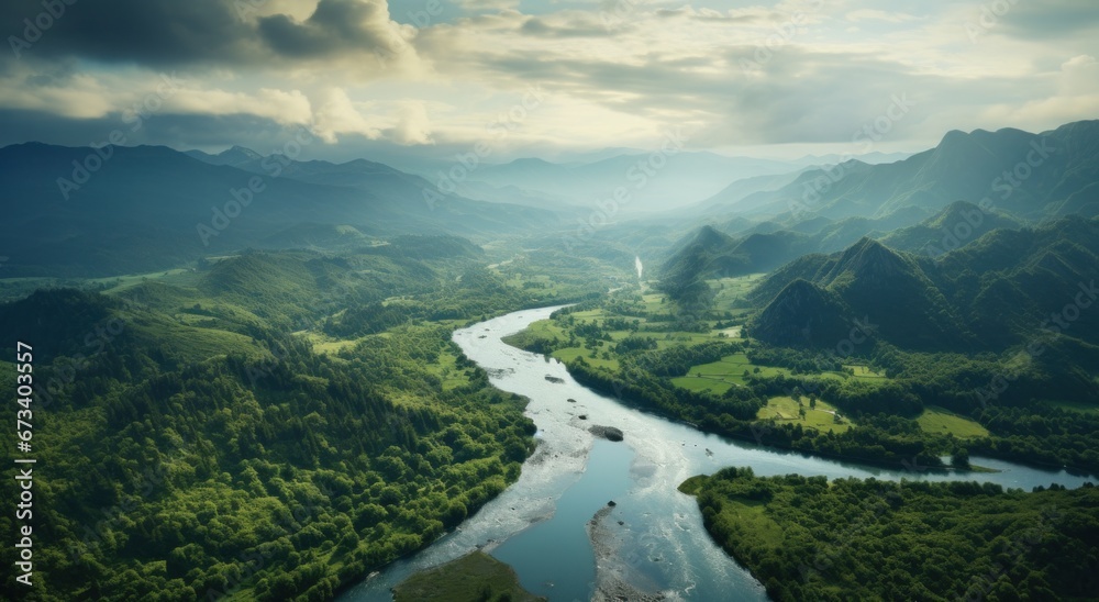 aerial view of river in iceland