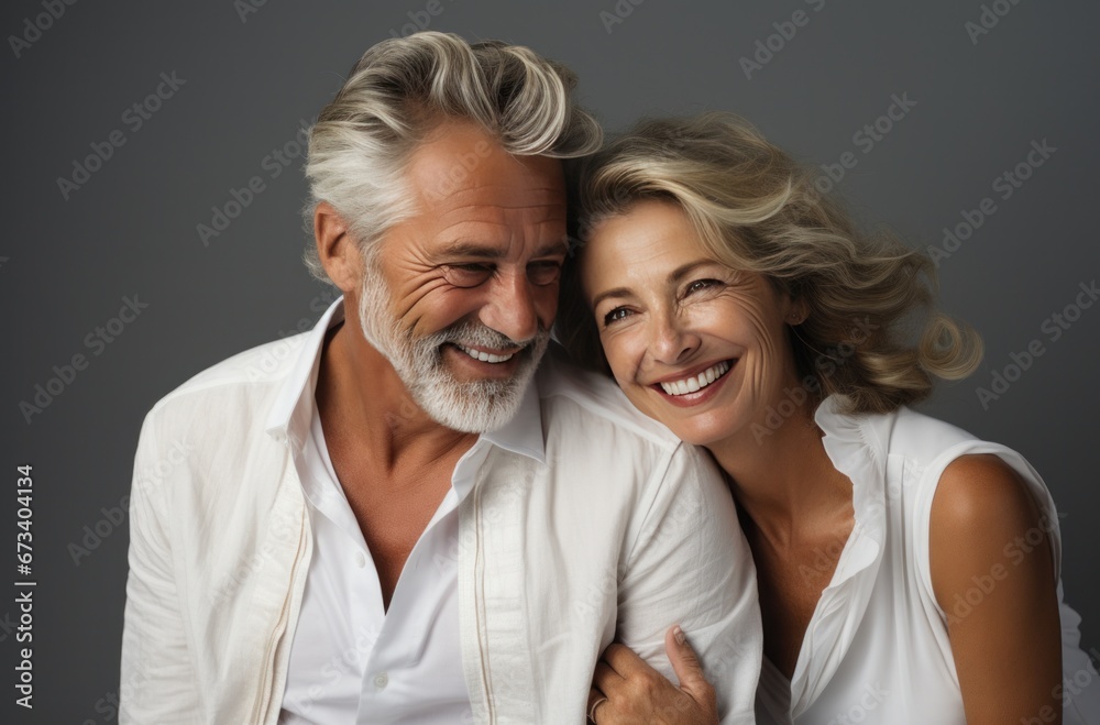 older couple smiling and laughing at each other older couple smiling and laughing at each other