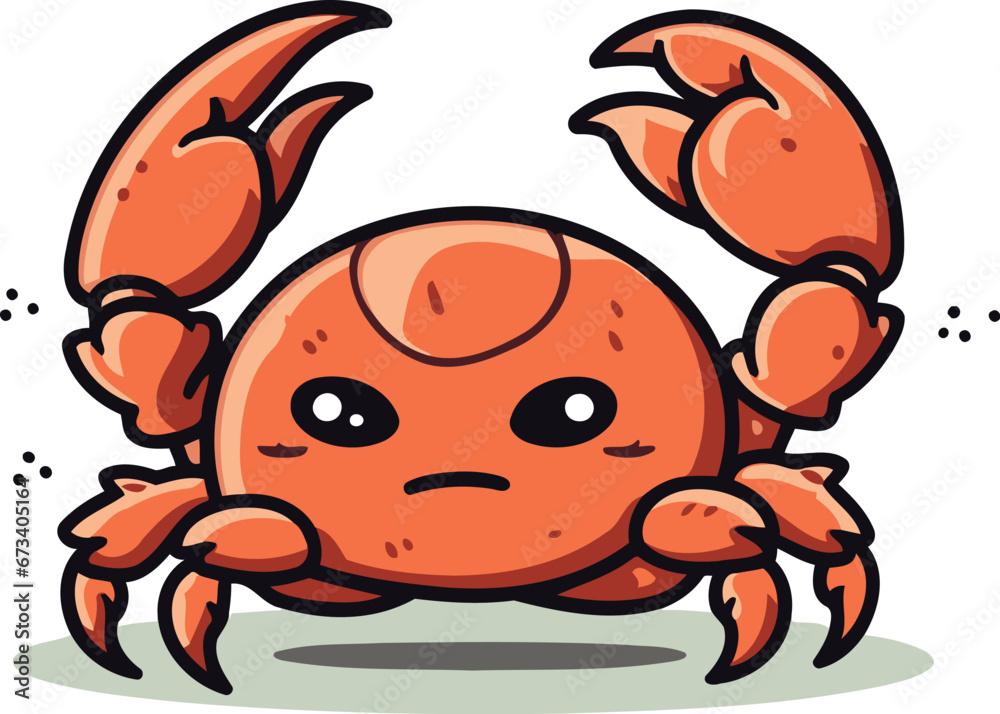 Naklejka premium Cute cartoon crab. Vector illustration isolated on a white background.