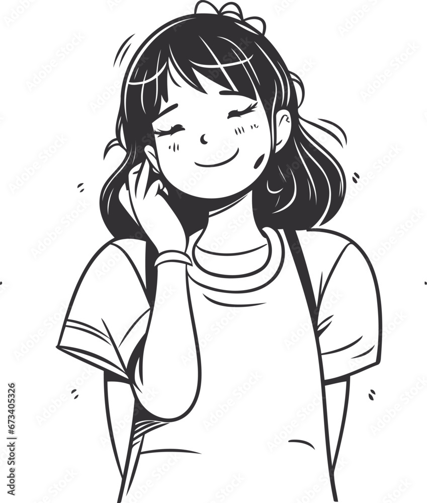 Girl speaking on the phone. Vector illustration in black and white. Girl speaking on the phone. Vector illustration in black and white.