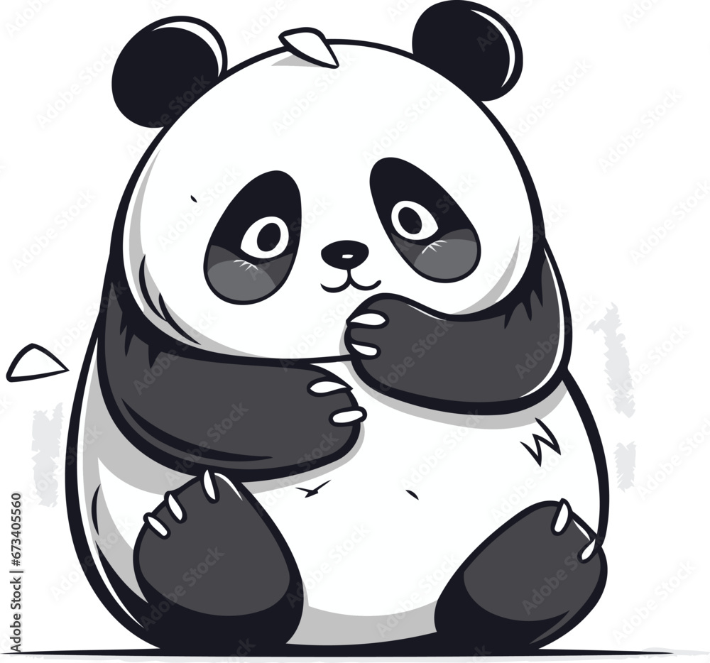 Naklejka premium Vector illustration of cute panda. Isolated on white background.