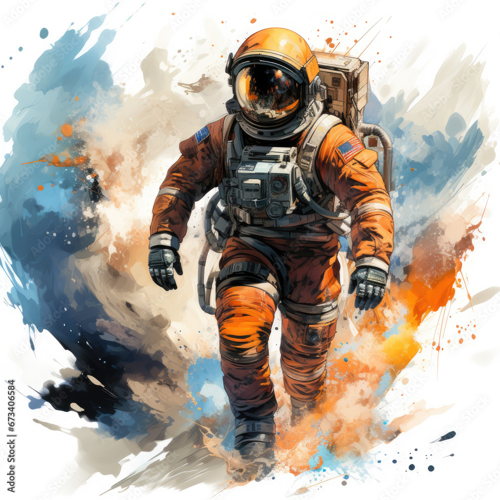 watercolor Astronaut clipart, Generative Ai watercolor Astronaut clipart, Generative Ai
