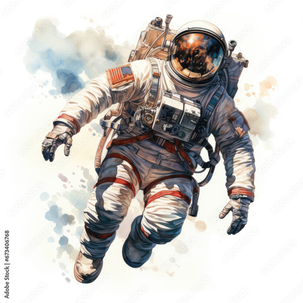 watercolor Astronaut clipart, Generative Ai