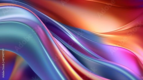 Abstract minimal background with colorful holographic wave. Generative AI
