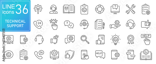 Technical support line icons set. Modern outline elements, graphic design concepts, simple symbols collection. Vector line icons