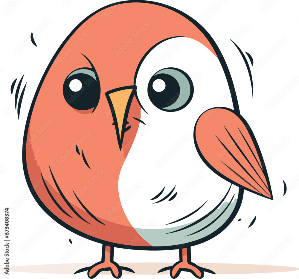 Fototapeta premium Cute cartoon bird. Vector illustration. Isolated on white background.