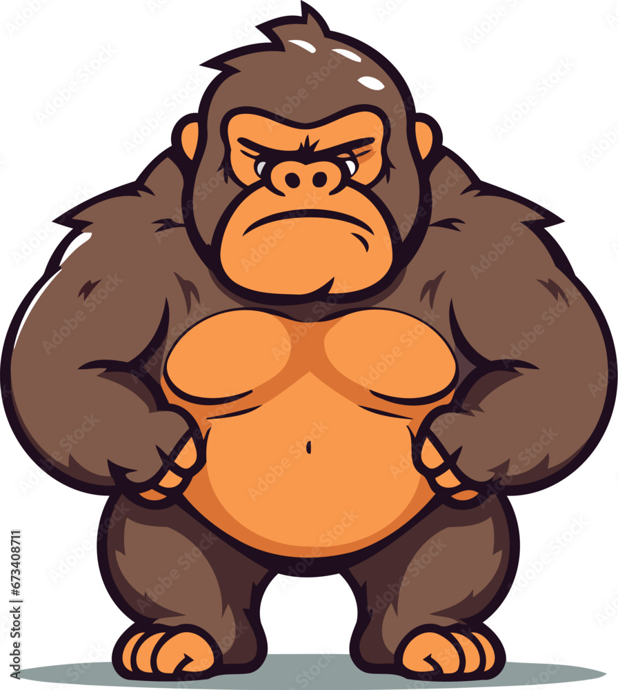 Fototapeta premium Gorilla Cartoon Mascot Character with Crossed Arms Vector