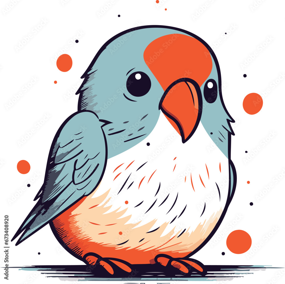 Vector illustration of a cute cartoon parrot on a white background. Vector illustration of a cute cartoon parrot on a white background.
