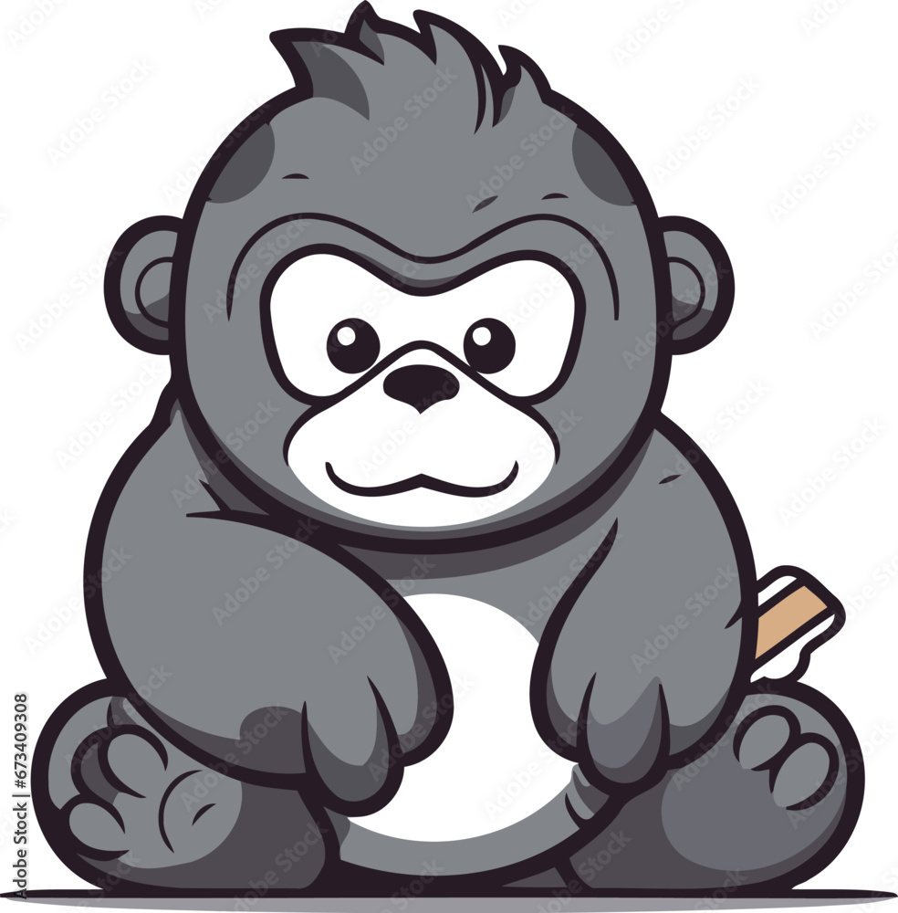 Obraz premium Gorilla Cartoon Mascot Character with Cigarette Vector Illustration