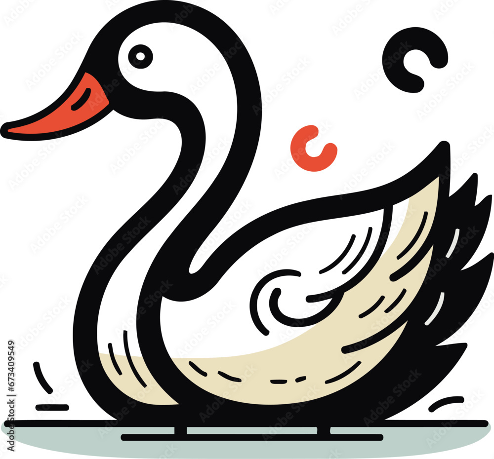 Cute swan. Vector illustration in doodle style. Cute swan. Vector illustration in doodle style.