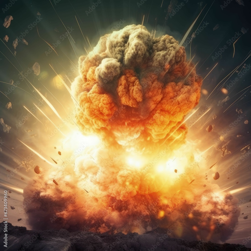AI generated illustration of an explosion erupting in the sky with ...