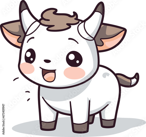 Cute cow cartoon character vector illustration. Cute cartoon cow animal.