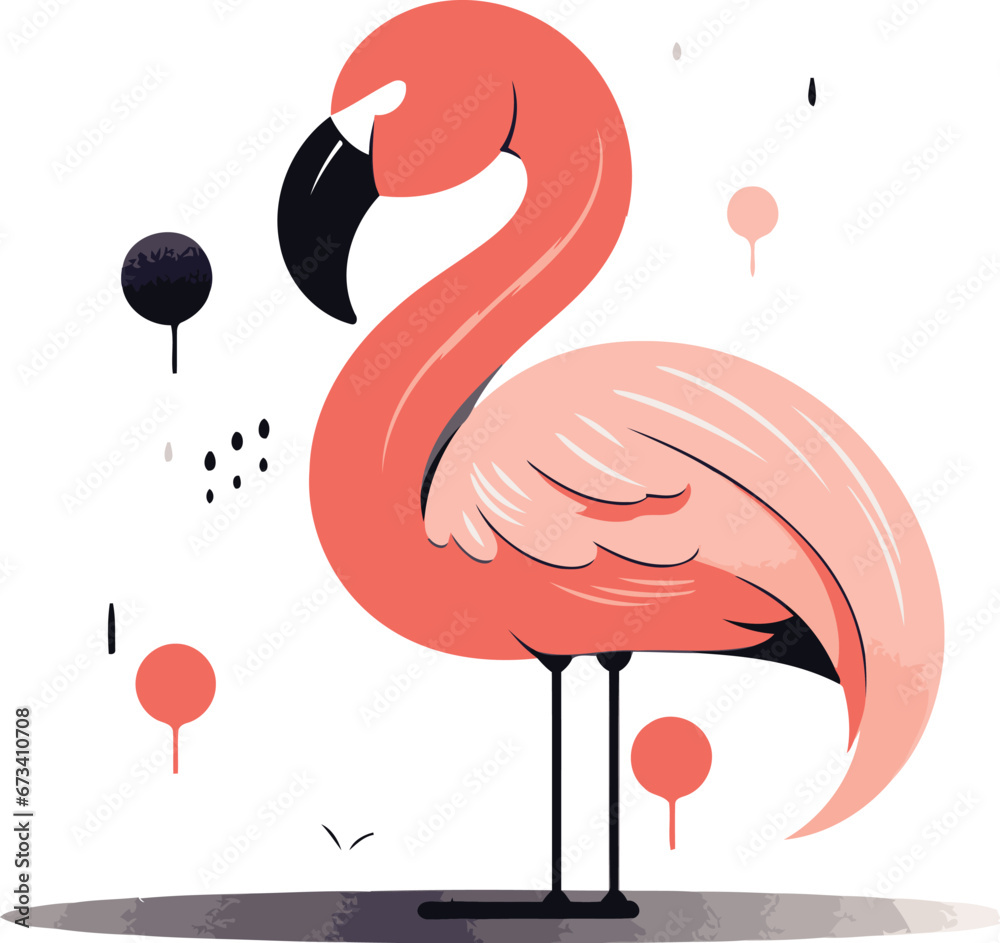 Fototapeta premium Flamingo. Vector illustration. Isolated on a white background.