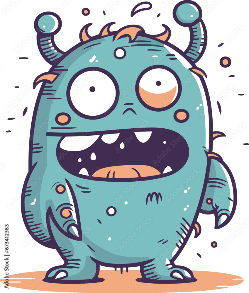 Funny cartoon monster. Vector illustration isolated on a white background. Funny cartoon monster. Vector illustration isolated on a white background.