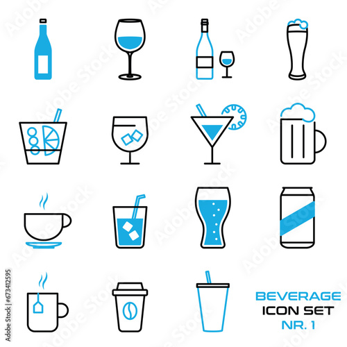 Getränke, Bar, Restaurant - Icon Set, Zeichen, Symbole