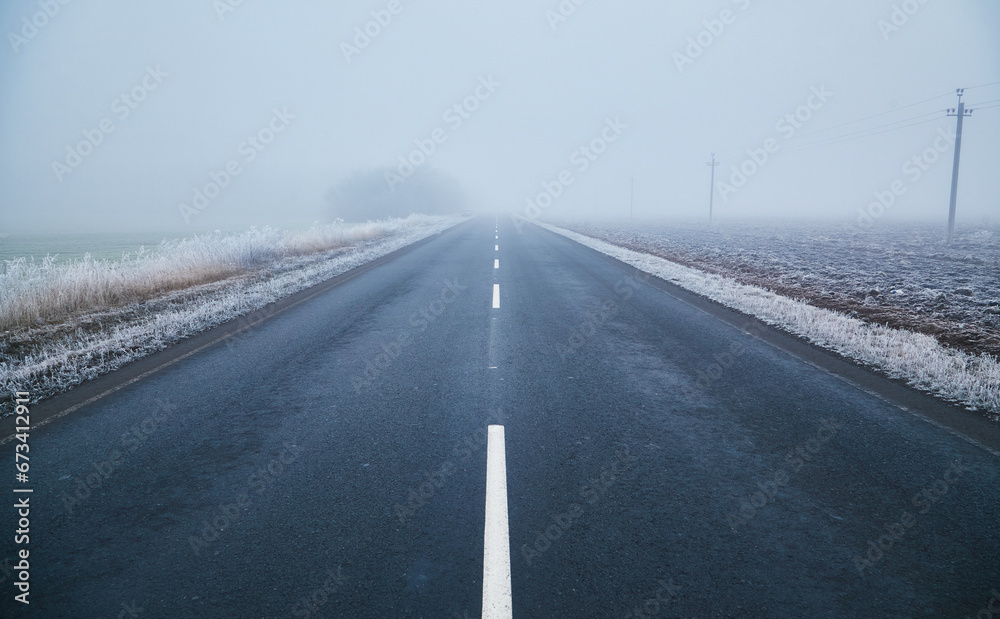 Winter Morning on a Lonely Road