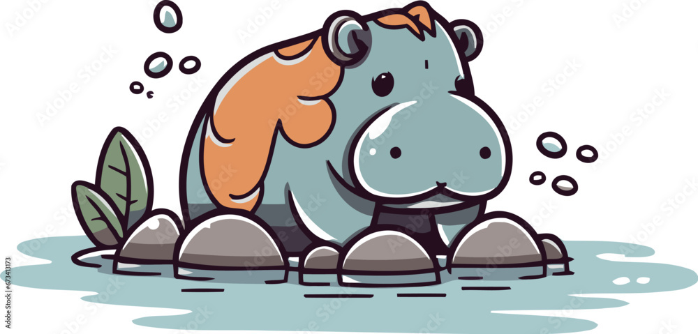 Hippopotamus vector illustration. Cute cartoon hippo. Hippopotamus vector illustration. Cute cartoon hippo.