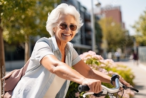 senior woman with bike