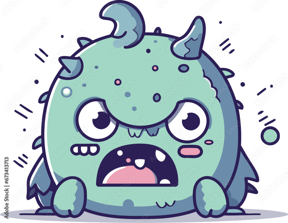 Fototapeta premium Funny cartoon monster character. Vector illustration. Cute monster.