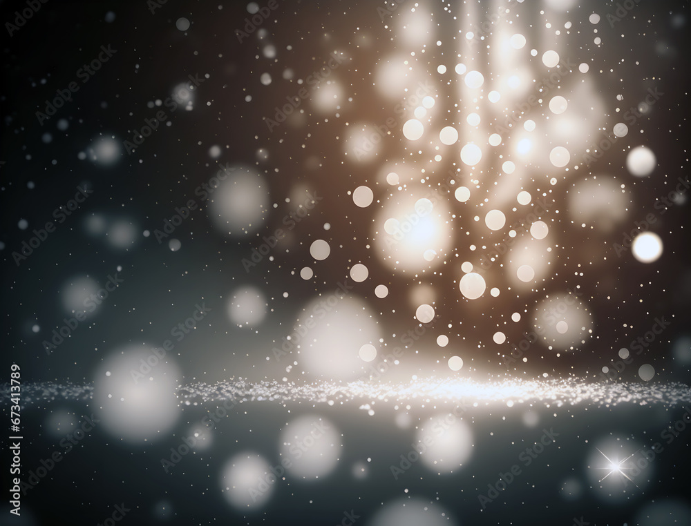 Obraz premium Abstract Christmas background with bokeh defocused lights and stars.