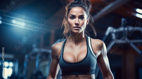Elegance in Exercise Beautiful Athletic Woman Training in the Gym