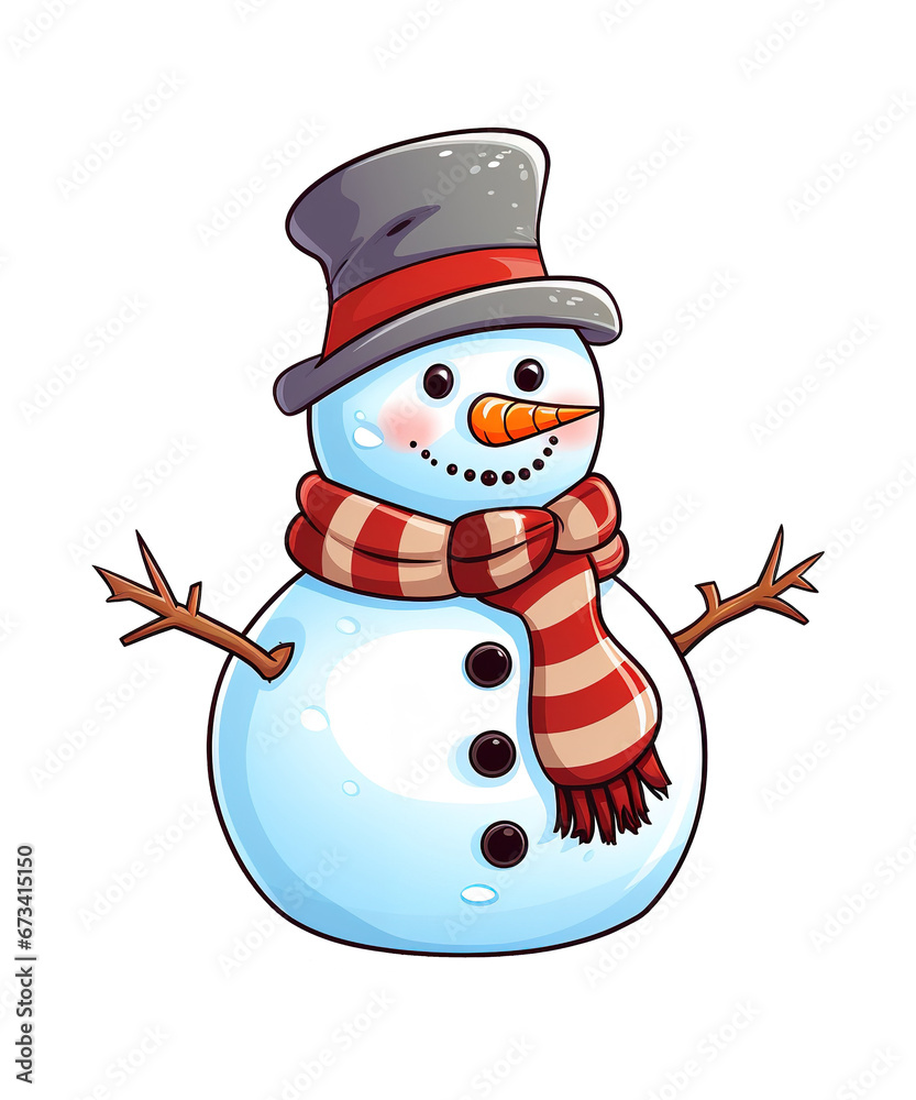 cute snowman cartoon wearing hat and scarf ai generated cute snowman cartoon wearing hat and scarf ai generated