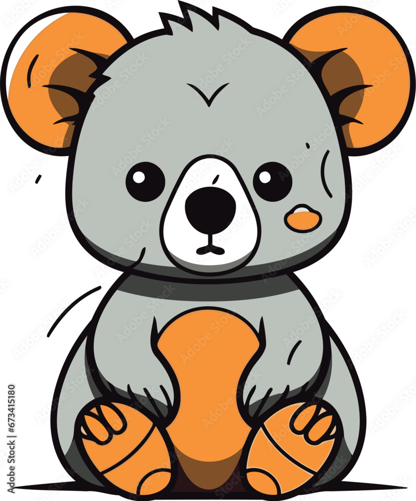 Cute koala sitting with an orange ball. Vector illustration. Cute koala sitting with an orange ball. Vector illustration.
