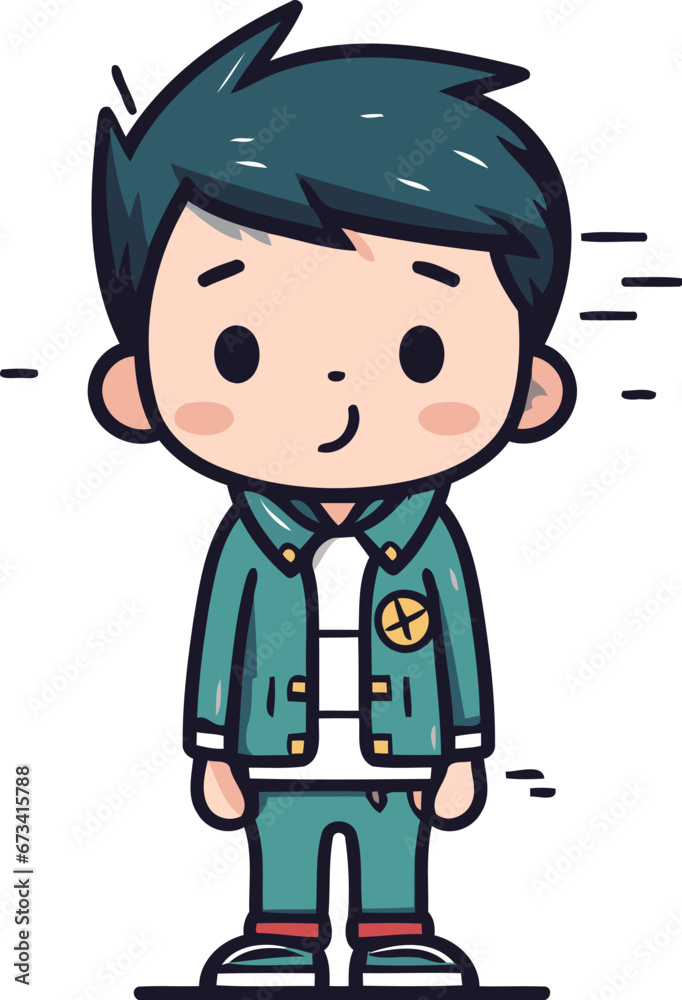 Boy in scout uniform. Cute cartoon character. Vector illustration. Boy in scout uniform. Cute cartoon character. Vector illustration.