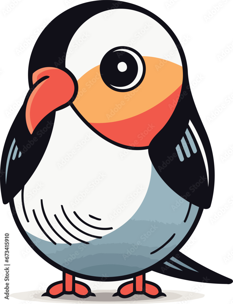 Obraz premium Cute cartoon penguin. Vector illustration isolated on white background.