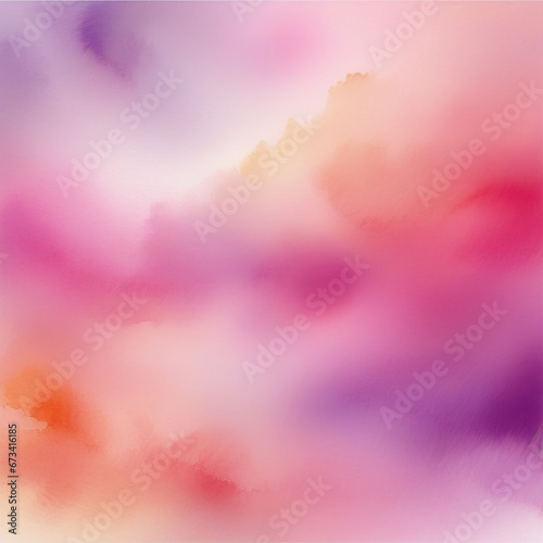 abstract watercolor background in hues of purple magenta-pink peach coral orange yellow beige and white. Generated AI