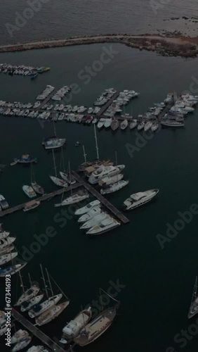 Sicilian harbor full of yachts in the morning