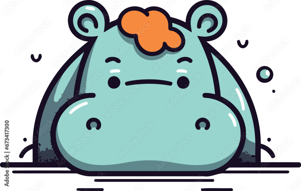 Obraz premium Cute hippopotamus. Vector illustration of a cartoon hippopotamus.