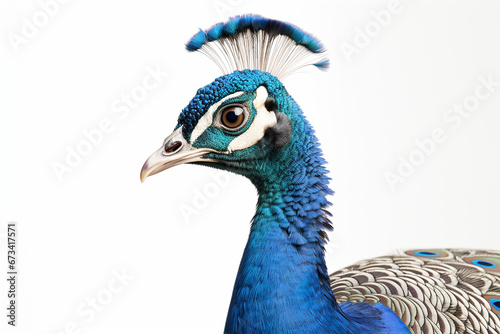 Portrait Of A Peacock, Peacock, Close Up Of Peacock, Peacock Head, Peacock Isolated On White Background, Peacock In White Background