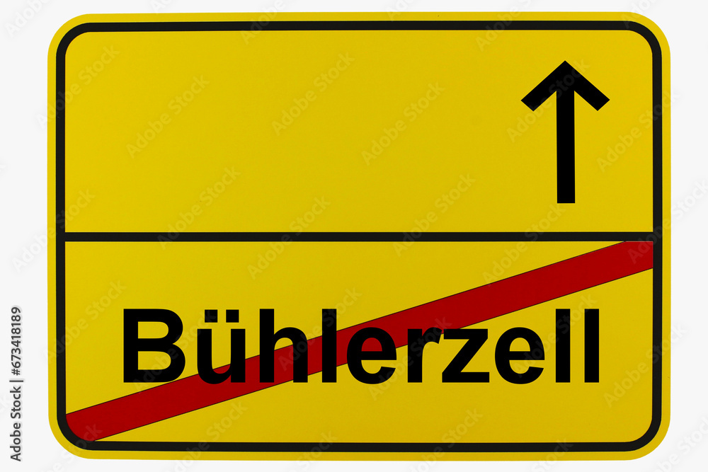 Illustration eines Ortsausgangsschildes von Bühlerzell in Baden-Württemberg Illustration eines Ortsausgangsschildes von Bühlerzell in Baden-Württemberg