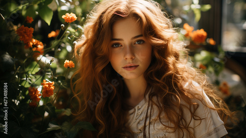 Portrait of a Beautiful Young Women in a Garden
