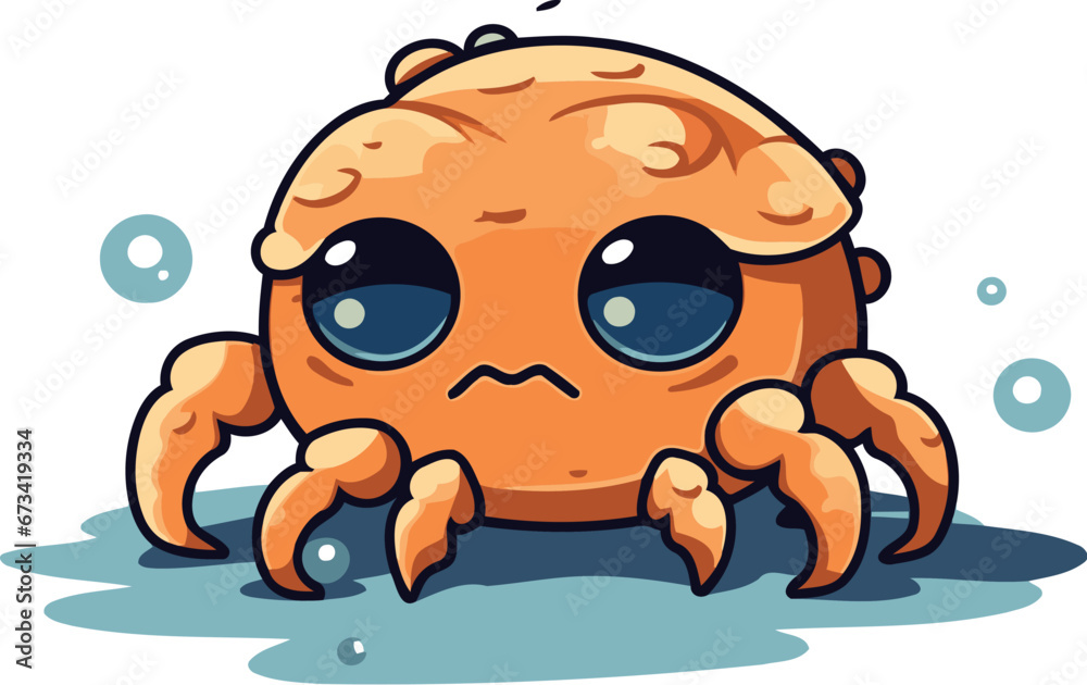 Naklejka premium Cute cartoon crab character. Vector illustration isolated on white background.
