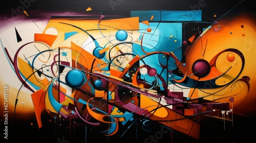 A riot of colors and shapes in an abstract masterpiece  a true celebration of artistic diversity.