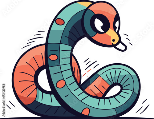 Cute cartoon snake. Vector illustration isolated on a white background. photo
