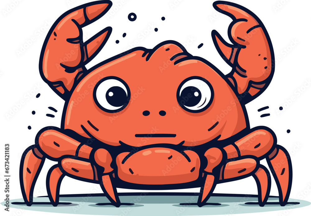 Obraz premium Cute cartoon crab. Vector illustration of a cute cartoon crab.