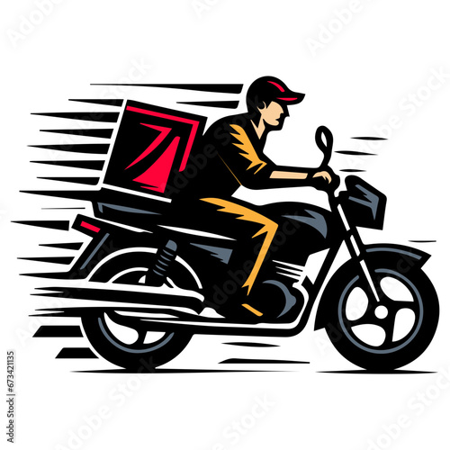 Delivery Man on Motorcycle with Package