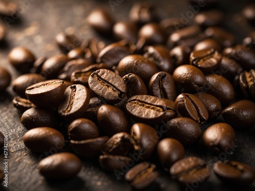 Beautiful and textured coffee beans, top view. Coffee background