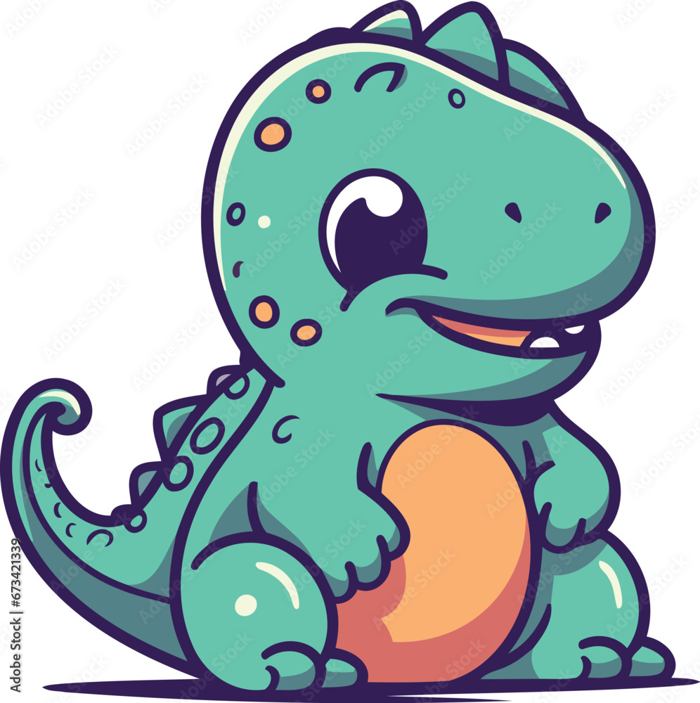 Fototapeta premium Cute cartoon dinosaur. Vector illustration isolated on a white background.