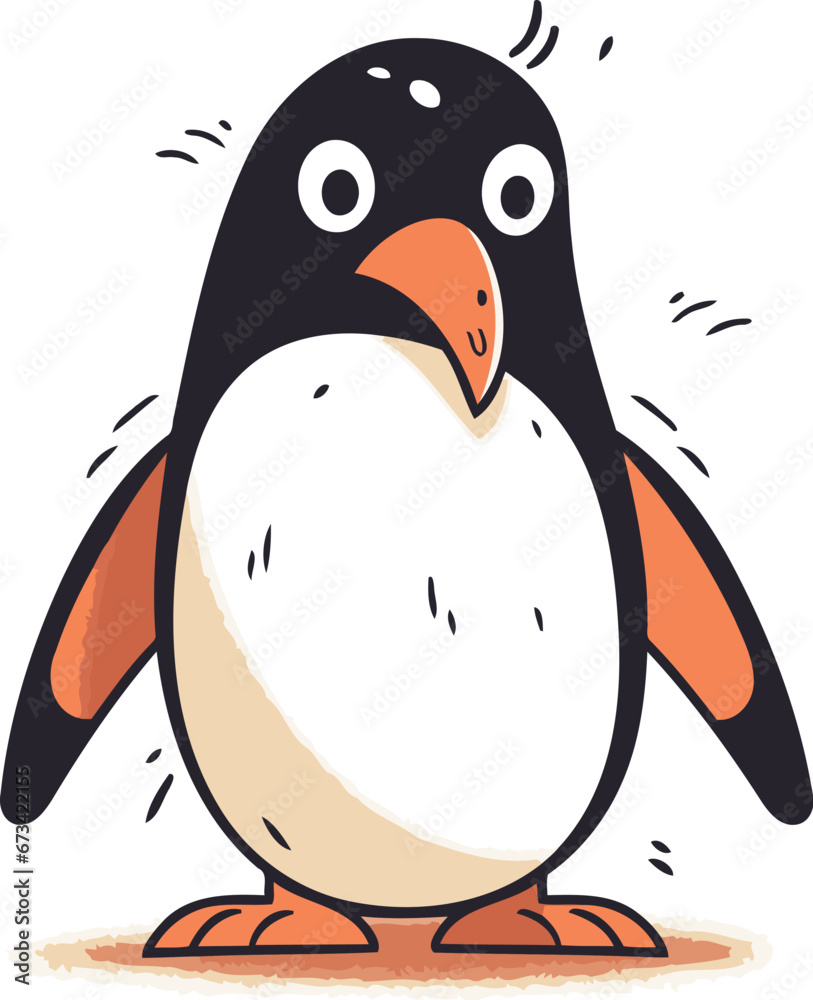 Obraz premium Cute cartoon penguin isolated on white background. Vector illustration.