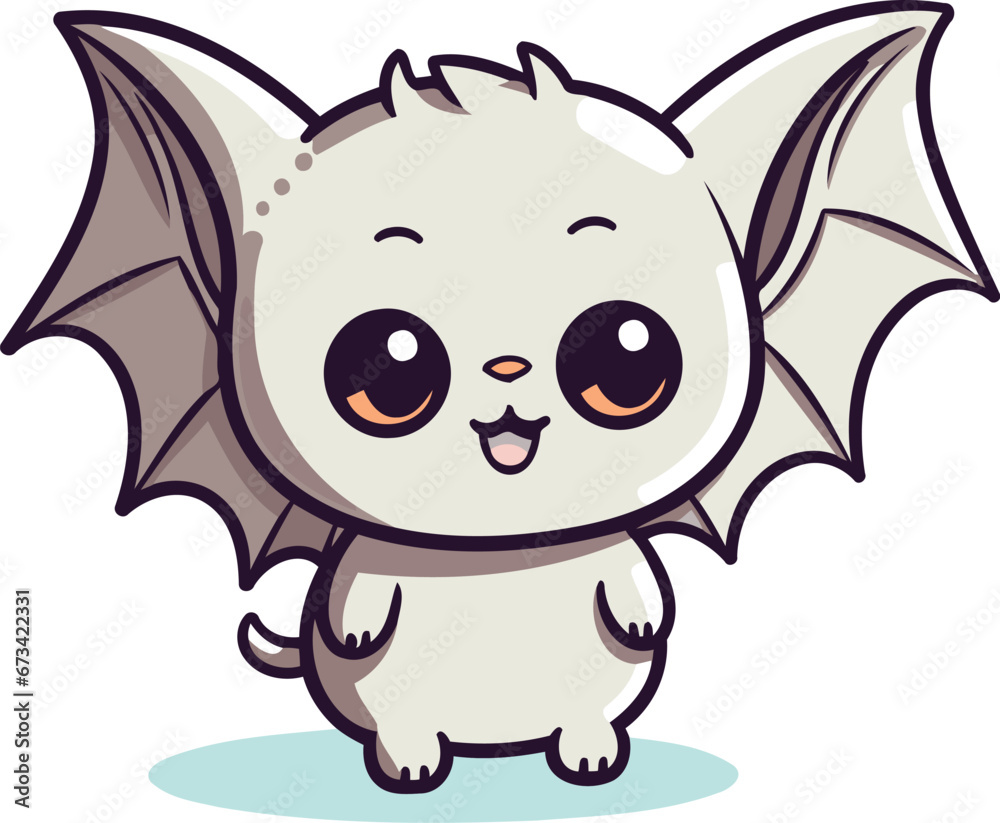 Fototapeta premium Cute cartoon bat isolated on a white background. Vector illustration.
