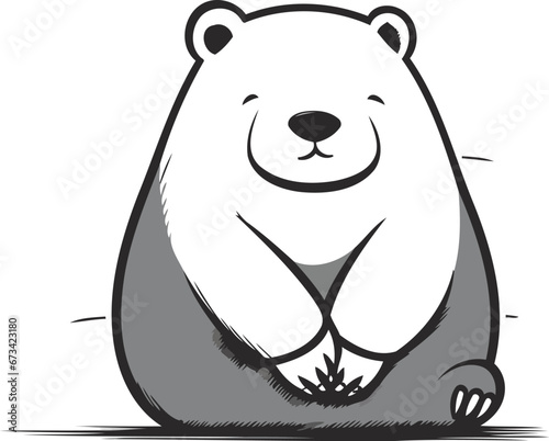Polar bear. Black and white vector illustration isolated on white background