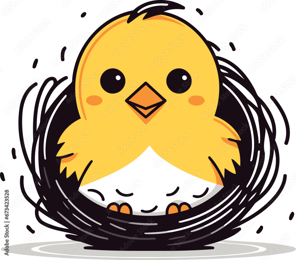 Chick in the nest. Cute cartoon character. Vector illustration. Chick in the nest. Cute cartoon character. Vector illustration.